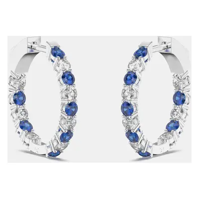 925 Sterling Silver Hoop Color & Lab Grown Diamond Earrings