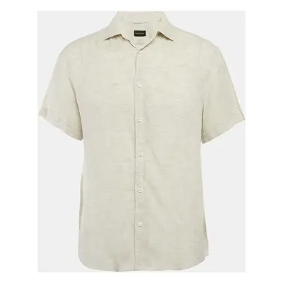 Ermenegildo Zegna Light Grey Linen Half Sleeve Shirt