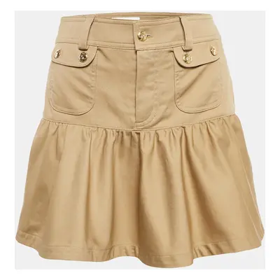 Celine Brown Cotton Flared Mini Skirt