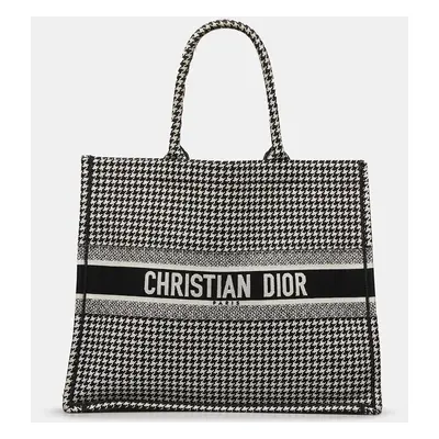 Dior Black Large Houndstooth Book Tote