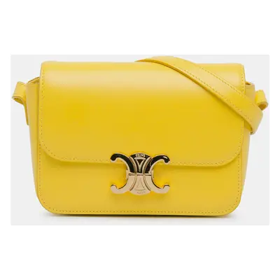 Celine Yellow Teen Shiny Calfskin Triomphe Crossbody Bag