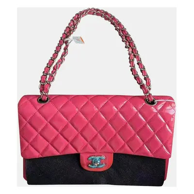 Chanel Pink Patent Leather Medium Double Flap Shoulder Bag