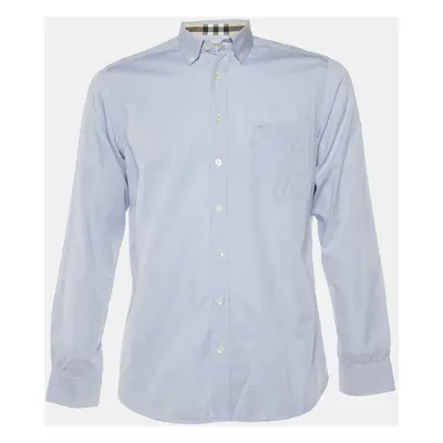 Burberry Blue Pin Checked Cotton Button Down Shirt