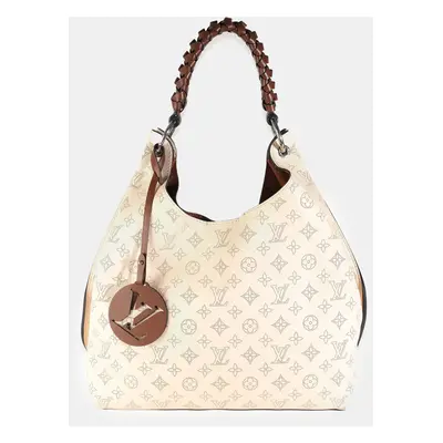 Louis Vuitton Cream Mahina Carmel Hobo Bag