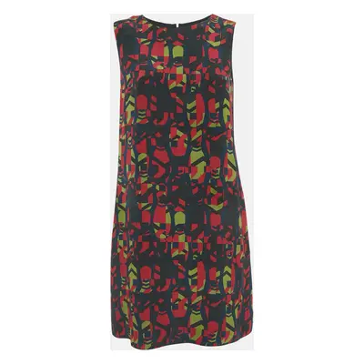 M Missoni Red Printed Silk Shift Mini Dress