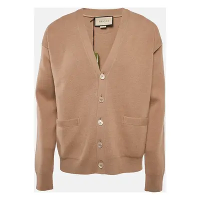 Gucci Beige Cashmere Knit Button Front Cardigan