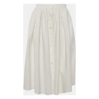 Miu Miu White Textured Cotton Midi Skirt