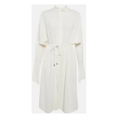 Jil Sander White Sateen Waist Drawstring Midi Dress