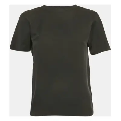 Theory Black Silk & Cotton Half Sleeve T-Shirt