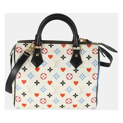 Louis Vuitton White Canvas Game On Speedy Bandouliere Bag