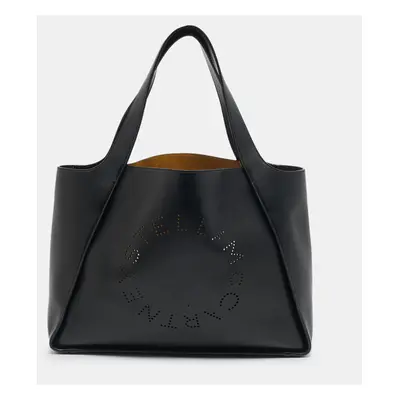 Stella McCartney Black Faux Leather Perforated Logo Tote