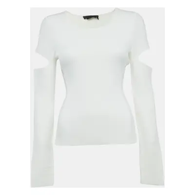 Alexander McQueen Off-White Jersey Cold Shoulder Top