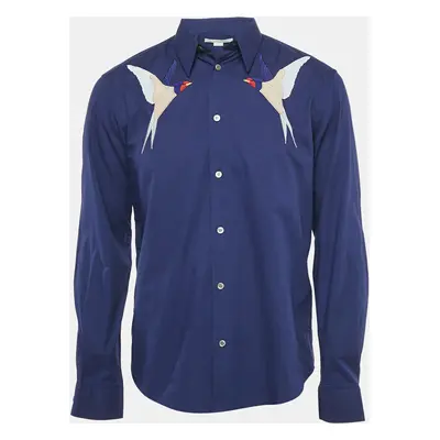 Stella McCartney Navy Blue Swallows Embroidered Cotton Shirt