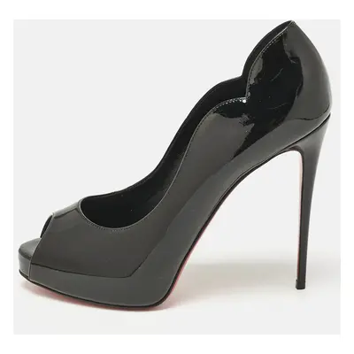 Christian Louboutin Black Patent Leather Hot Chick Alta Pumps Size