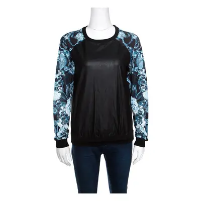 Roberto Cavalli Gym Faux Leather Detail Raglan Sleeve Sweatshirt