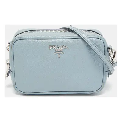 Prada Light Blue Saffiano Lux Leather Mini Camera Crossbody Bag