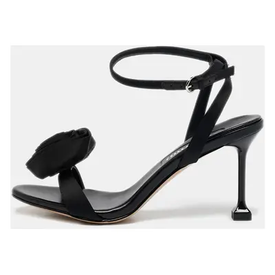 Miu Miu Black Satin Raso Ankle Strap Sandals Size