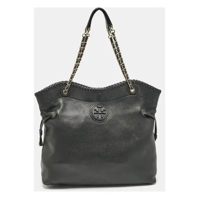 Tory Burch Black Leather Slouchy Marion Tote