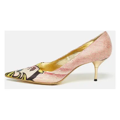 Le Silla Multicolor Fabric Pointed Toe Crystal Embellished Pumps Size