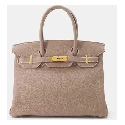 Hermes Etoupe Togo Leather Birkin Tote Bag