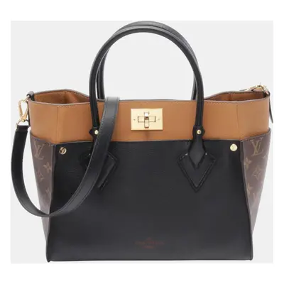 Louis Vuitton Black/Brown Leather/Coated Canvas On My Side MM Handbag