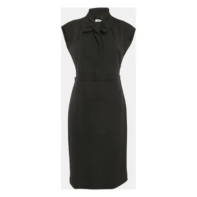 Moschino Black Wool Bow Detail Midi Sheath Dress