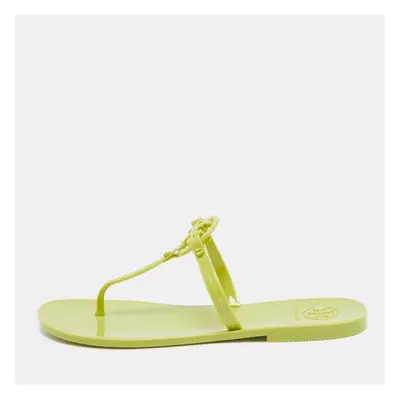 Tory Burch Green Rubber Miller Flat Thong Sandals Size 37.5