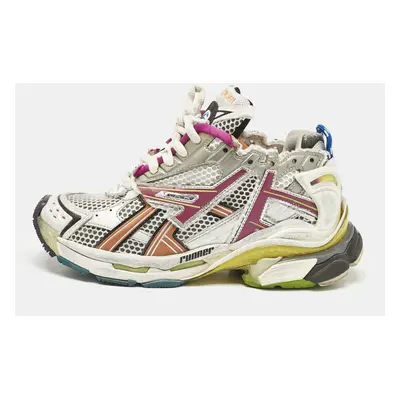 Balenciaga Multicolor Faux Leather and Mesh Runner Sneakers Size