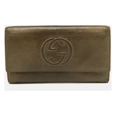 Gucci Brown Leather Soho Flap Continental Wallet