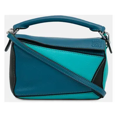 Loewe Blue Mini Tricolor Puzzle Satchel