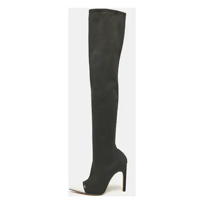 Givenchy Black/White Knit Fabric Over The Knee Boots Size