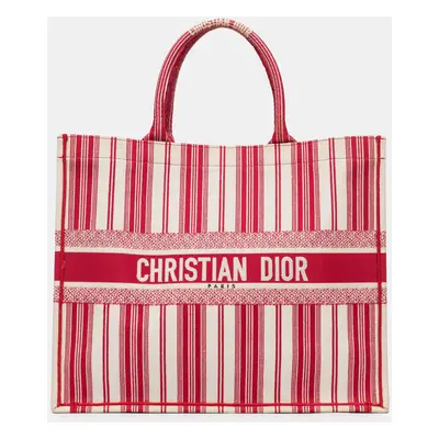 Dior Red Large Striped Book Tote