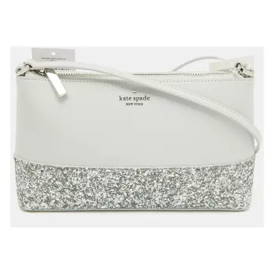 Kate Spade Grey Glitter and Leather Ramey Greta Court Crossbody Bag