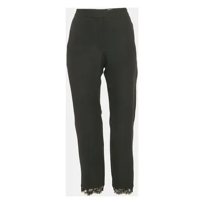 Alexander McQueen Black Lace Trim Crepe Trousers