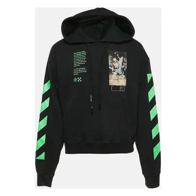 Off-White Black Printed Cotton Hooded Sweatshirt