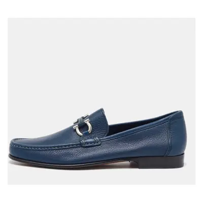 Salvatore Ferragamo Blue Leather Gancini Slip On Loafers Size 41.5