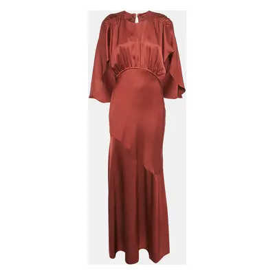 Zimmermann Brown Satin Eden Cape Maxi Dress