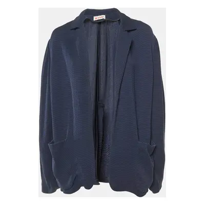 Marni Navy Blue Crepe Open Front Blazer