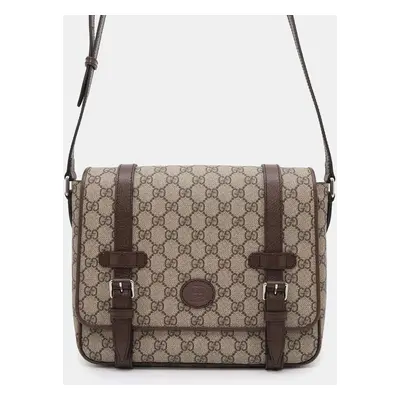 Gucci Brown Canvas Leather GG Messenger Bag