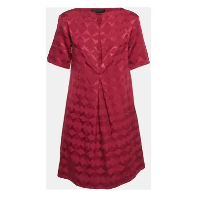 Etro Pink Burgundy Patterned Silk & Wool Blend Mini Dress