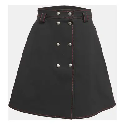 Louis Vuitton Black Crepe Buttoned Mini Skirt