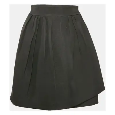 Christian Dior Black Silk Blend Pleated Wrap Mini Skirt