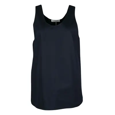 Chloe Navy Blue Woven Cotton Sleeveless Top