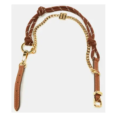 Miu Miu Brown Leather, Cord and Metal Trick Bag Charm