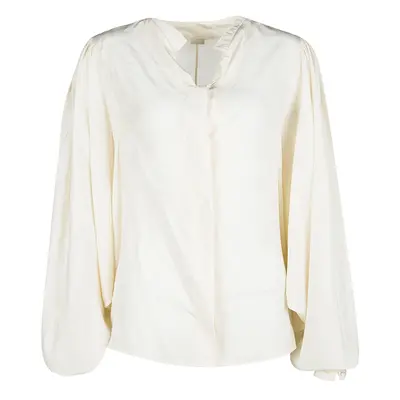 Antonio Berardi Cream Silk Bat Sleeve Detail Blouse