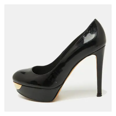 Stuart Weitzman Black Patent Leather Platform Pumps Size