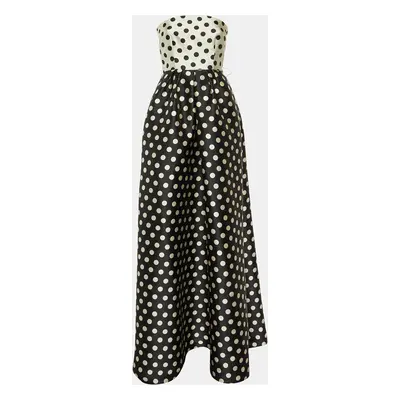 CH Carolina Herrera Monochrome Polka Dot Faille Strapless Gown