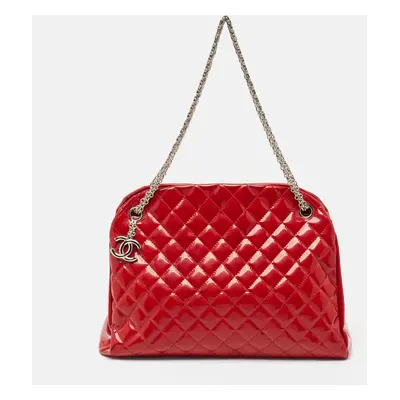 Chanel Red Quilted Patent Leather Large Just Mademoiselle Bag