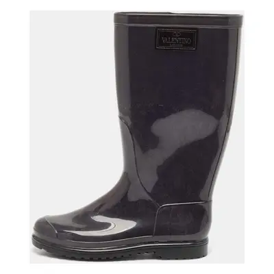 Valentino Grey Rubber Lace Print Rain Boots Size