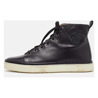 Hermes Black Leather Jimmy High Top Sneakers Size